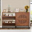 Ljojo™ Farmhouse Shoe Cabinet with Flip Drawers, Slim Shoe Storage Organizer