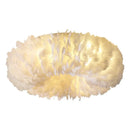 Ljojo Round Feather LED Ceiling Lamp Warm Light Stylish Nordic Minimalist Bedroom Decor