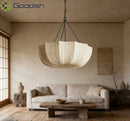 Ljojo Japanese Wicker Ratten Umbrella LED Pendant Light Chandelier for Home Decoration