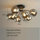 Nordic Glass Ceiling Chandelier Black Minimalist Decor for Bedroom Loft Restaurant - Ljojo