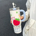 Ljojo 30oz Stainless Steel Insulated Tumbler with Straw - Large Capacity Thermos Bottle