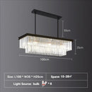 Nordic Luxury K9 Crystal Rectangle Chandelier Smoky Gray Hanging Light - Ljojo