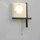 Ljojo LED Wall Lamp Chain Switch Dark Wood Clear Glass Sconce for Bedroom Aisle
