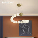 Modern French Cream Pearl LED Pendant Light Chandelier for Living Room by Ljojo