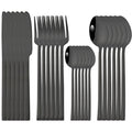 Ljojo 24-Piece Black Stainless Steel Cutlery Set Flatware Tableware Silverware Kit