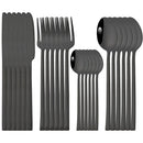 Ljojo 24-Piece Black Stainless Steel Cutlery Set Flatware Tableware Silverware Kit