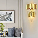 Ljojo Luxury Crystal LED Wall Light Gold Stainless Steel Bedroom Home Decor