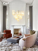 Ljojo Ribbon Light Luxury Glass Chandelier for High-end Staircase Designer Atmosphere