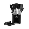 Ljojo 13-Piece Silicone Kitchen Utensil Set with Stainless Steel Handles and Storage Bucket