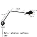LED Wall Lamp Silver Black Metal Bedroom Study Reading Lights E27 Rotatable Adjustable Lighting Decor by Ljojo
