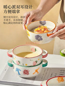 Ljojo 4.7-inch Ceramic Double Ear Steamed Egg Bowl