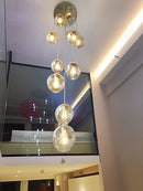 Glass Ball Long Chandelier for Modern Minimalist Loft Living - Ljojo Spiral Luxe Light