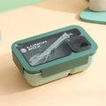 Ljojo 4-Grid Leakproof Bento Lunch Box with Tableware - Portable and Microwave-Safe