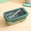 Ljojo 4-Grid Leakproof Bento Lunch Box with Tableware - Portable and Microwave-Safe