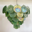 French Medieval Blue Glass Pendant Light Chandelier by Ljojo - Luxe Art Metal Round Lustre E14 Lighting