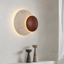 Art Deco LED Wall Lamp by Ljojo in Natural Stone Dark Wood, Dimmable for Indoor Spaces