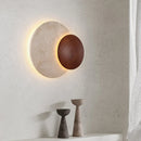 Art Deco LED Wall Lamp Natural Stone Dark Wood Dimmable Indoor Sconce by Ljojo