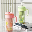 Ljojo 550ML Glass Sports Water Bottle with Straw - Large Capacity Cute Outdoor Travel Cup