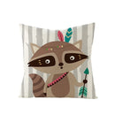 Ljojo Lovely Animals Linen Cushion Cover - Cute Bear Fox Deer Print