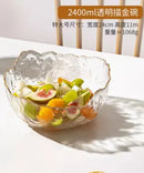 Ljojo 1500ml Glass Bowl Gold-Plated Household Tableware Fruit Dessert Salad Plate