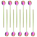 Ljojo Long Handle Mirror Ice Spoon Set - 10Pcs Stainless Steel Flatware & Bar Tools
