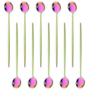 Ljojo Long Handle Mirror Ice Spoon Set - 10Pcs Stainless Steel Flatware & Bar Tools