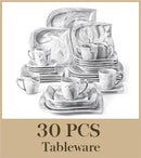 Ljojo 30/60-Piece White Porcelain Dinner Set Tableware for 6/12