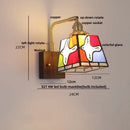 Ljojo LED Walnut Wood Wall Light Amber Glass Stair Sconce with Pull Chain Switch