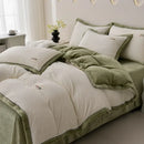Ljojo 2024 Solid Color Milk Fleece 4-Piece Set with Wide Edge Craft & Flannel Quilt Cover