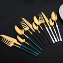 Ljojo 16-Piece Gold Stainless Steel Cutlery Dinnerware Set - Western Tableware Knife Fork Spoon