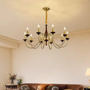 American Retro Candle Chandelier Living Room Solid Wood Iorn Pendant Light by Ljojo