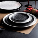Ljojo Matte Ceramic Steak Pasta Dessert Salad Plate Hammer Pattern Shallow Restaurant Tableware