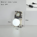 Ljojo Marble White Desk Lamp with Glass Ball Accent, Ideal for Bedroom, Foyer, Hotel