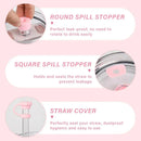 Ljojo 10-Piece Tumbler Accessories Set: Straw, Cover, Cap, Boot, Spill Proof Stopper, Letter Keychain, Charm, Sticker