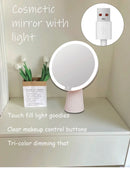 Ljojo LED Lighted Rechargeable 10x Magnifying Makeup Mirror, Foldable Double Sided Travel Beauty Mirror