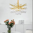 Ljojo Luxury Water Droplet Crystal Chandelier Light - Golden Hanging Branch Pendant Fixture