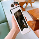 Ljojo 350ML Double Layer Square Plastic Water Bottle With Straw