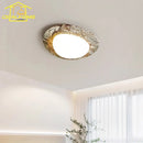 French Pastoral Cream Wind LED Ceiling Light Green Pebble Marble Retro Medieval Lamp by Ljojo