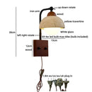 Ljojo LED Wall Lights Bedroom Yellow Travertine White Glass Wabi Sabi Wood Bedside Lamp