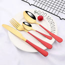 Ljojo 16-Piece Pink Gold Stainless Steel Cutlery Set - Dinnerware Flatware Tableware Kit