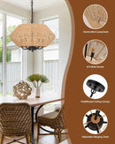 Ljojo 5-Light Rattan Chandelier for Kitchen Bedroom Living Room.