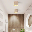 Japanese Square Stone Travertine Ceiling Lamp for Bedroom Corridor Foyer Staircase | Walnut Wood Ljojo Lighting