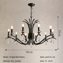 American Black E14 Candle Chandelier Retro Luxury Crystal Pendant Light by Ljojo