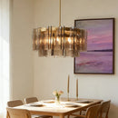Italian Vintage Amber Glass Chandelier for Dining and Living Room by Ljojo - Handmade Lustre Suspension Lighting