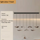 Ljojo Walnut Color Leaf Multi-head Chandelier Retro Style for Living Room & Restaurant