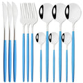 Ljojo 12-Piece Black Gold Stainless Steel Cutlery Set for Parties and Kitchens