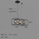 Art Deco Gray Glass Chandelier Black Metal Pendant Lamp For Hotel Hall by Ljojo