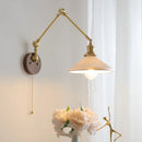 Ljojo LED Wall Light Fixture Modern Style Walnut Copper Bedroom Living Room Bedside Lamp