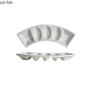 Ljojo Matte Stone Curved Plate: Patterned Ceramic Dessert Sushi Snack Molecular Cuisine Plate