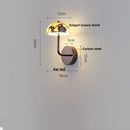 Ljojo Marble Stone LED Wall Sconce, Rotatable Switch, White Glass, Carbon Steel